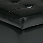 SIMPLIHOME Cosmopolitan 34 inch Wide Transitional Rectangle Storage Ottoman in Midnight Black Vegan Faux Leather, Assembled, For the Living Room, Entryway and Family Room