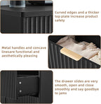 LEYAOYAO Fluted 6 Drawers Dresser Set of 2, 48" Wide Modern Chest of Drawers with Woodgrain Top, Curved Profile Design, Dresser TV Stand, Wooden Drawer Organizer for Bedroom, Living Room,Black