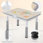 Adjustable Kids Table Chairs Set – Graffiti Desktop, Multi-Activity Height-Adjustable Toddler Study Desk for Ages 3-8 – Ideal for Home, Classroom, Daycare (W-Gray, 4 Chairs-31.5" L x 23.6" W)