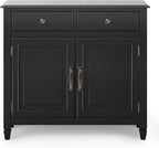 SIMPLIHOME Connaught SOLID WOOD 40 inch Wide Traditional Entryway Storage Cabinet in Black for the Living Room, Entryway and Family Room