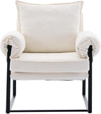 Modern Comfy Reclining Chair with 6 Angle Adjustable Backrest, Upholstered Accent Chair Fabric Living Room Lounge Chair for Reading Room - Cream, 1PC