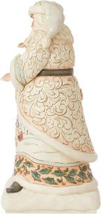 Enesco Jim Shore Heartwood Creek White Woodland Santa Holding a Fawn Figurine- Stone Resin Hand Painted Crafted Collectible Santa Figurines Christmas Home Decor Statue, 10.63 Inch