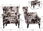 Mid Century Modern Accent Chair Upholstered Armchair Comfy Velvet Tufted Wingback Single Sofa with Ottoman for Bedroom Living Room, Cow