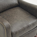 Pushback Recliner Chair, PU Leather Push Back Armchair, Upholstered Recliner Chair 105-135 Degree Adjustable, Retro Accent Chair for Living Room Bedroom - Gray