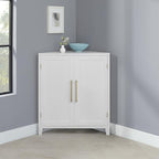 Crosley Furniture Roarke Stackable Corner Pantry Storage Cabinet with Shelves, Kitchen, Dining, Laundry, White