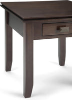 SIMPLIHOME Artisan SOLID WOOD 21 inch Wide Square Transitional End Side Table in Tobacco Brown for the Living Room and Bedroom