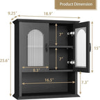 CJL Bathroom Wall Cabinet with Fluted Door, 18.9'' x 23.6'' Medicine Cabinet, Over The Toilet Storage Cabinet, Black