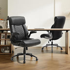 Heavy Duty High-Back Office Chair, Ergonomic Home Computer Chair with Lumbar Support & Tilt Lock, Big and Tall Executive Office Chairs for Work, Black, Set of 2