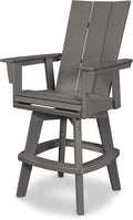POLYWOOD® Modern Curveback Adirondack Swivel Bar Chair in Slate Grey