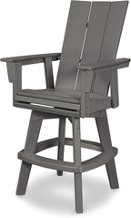 POLYWOOD® Modern Curveback Adirondack Swivel Bar Chair in Slate Grey