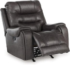 Signature Design by Ashley Trumble Modern Faux Leather Manual Rocker Recliner with Track Arms, Gray