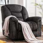 ANJ Rocking Recliner Chair Oversized Swivel Rocker Recliners, Comfy Glider Rocking Chairs for Big Man, Extra Wide Recliners Overstuffed Reclining Chair for Living Room, Grey