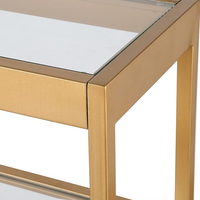 Henn&Hart 36" Wide Rectangular Console Table in Brass, Entryway Table, Accent Table for Living Room, Hallway