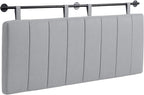 UEV King Headboard Only, Wall Mounted Hanging Upholstered Bed Head Board, Modern Vertical Channel Design of Fine Linen, Elegant Grey Fluted Headboard for Bedroom (Grey, King Size)
