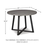 Signature Design by Ashley Centiar Mid Century Round Dining Room Table with Metal Legs, Gray & Black