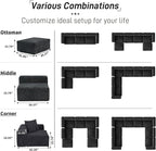 Oversized Modular Sectional Sofa with Ottomans,8 Seater Corduroy V Shaped Reversible Corner Couch,181.73" Convertible Sofa & Couch Free Combination for Living Rooom,Black