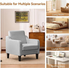 Accent Chair for Living Room, Modern Velvet Living Room Chairs with Wide Backrest, Upholstered Comfy Chair with Cushion, Oversized Sofa Chair with Wood Legs, Single Armchair, Grey