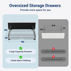 Allewie Velvet Vertical Tufted Queen Upholstered Platform Bed Frame with 2-Tier LED Storage Headboard & 2 Storage Drawers, USB & Type-C Charging Ports, Noise-Free/No Box Spring Needed, White