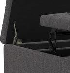 SIMPLIHOME Harrison 30 inch Wide Transitional Square Small Coffee Table Storage Ottoman in Slate Grey , Assembled, For the Living Room and Bedroom