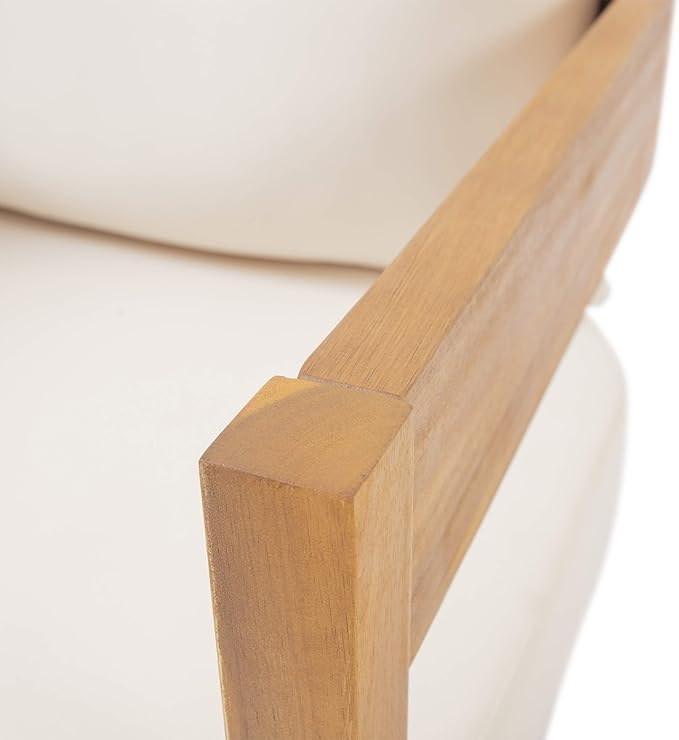 Christopher Knight Home 312395 Alfy Outdoor Club Chair with Cushions (Set of 2), Teak Finish, Beige