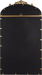 Kate and Laurel Arendahl Glam Arched Tall Panel Mirror; 24 x 42; Gold; Traditional Baroque Large Body Wall Mirror with Ornate Garland Inspired Crown