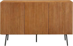 NTC Veil Modern Sideboard with 3 Doors, Buffet Cabinet with Vertical Groove Design and Metal Legs, Storage Cabinet for Living Room, and Hallway, Effortless Assembly, Teak Look