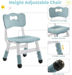 4 in 1 Kids Table and 2 Chairs Set with Storage, Toddler Table and Chair Set for Kids Ages 3-10, Graffiti & Building Blocks Double-Sided Tabletop (Grayish Blue, 2 Chairs)