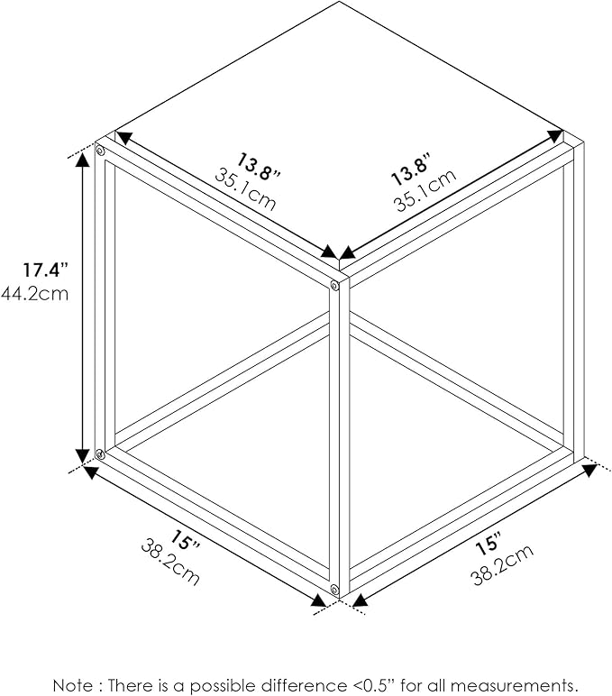 Furinno Moretti Cube Modern Stackable End Table Shelf, Columbia Walnut