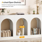 Tribesigns 70.9" White Console Table with Storage, Wood Entryway Entry Table with 3 Arched Shelves for Foyer, Hallway, Living Room, Behind Couch Sofa, Narrow Long