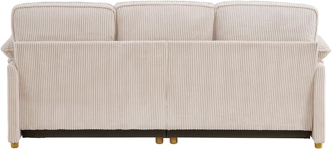 ONBRILL 86.6" Corduroy Couches for Living Room, Comfy 3 Seater Sofa with Pillow-Top Armrest & Dual-Layer Cushions, Mid Century Modern Couch for Bedroom, Apartment, Beige