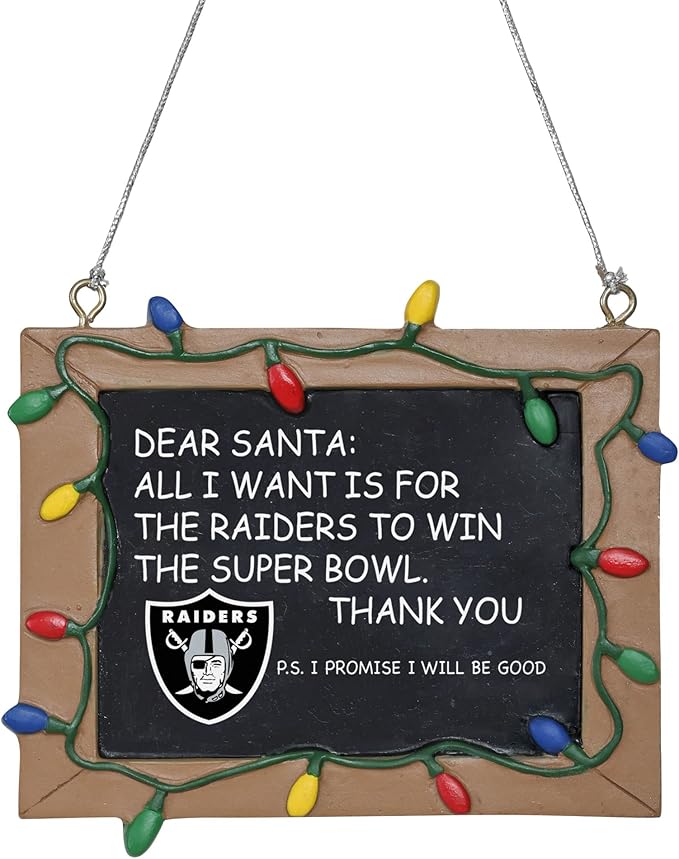 NFL Resin Holiday Christmas Chalkboard Sign Ornament