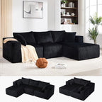 102" Modular Sectional Sofa, L-Shape Cloud Sectional Couch with Deep Seat, 3 Seat Memory Foam Comfy Boneless Couches for Living Room Bedroom, No Assembly Required, Black