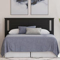 Serene Poplar Wood Queen Size Headboard in Black, Modern Farmhouse Panel with Horizontal Scoring, Casual Coastal Style, Easy Assembly, Quality Materials