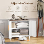 Letaya Storage Cabinet with 2 Doors,Adjustable Shelf, 16" Dx 32" Wx30 H Inches,Metal Sideboard Floor Cabinet for Entryway, Kitchen, White (White)