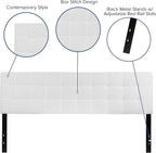 EMMA + OLIVER Quilted Tufted Upholstered King Size Headboard in White Fabric