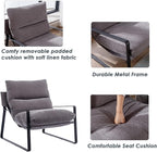 DUOMAY Modern Accent Arm Chair Set of 2, Comfy Linen Lounge Lazy Chair with Metal Leg, Mid-Century Corner Chair for Living Room Bedroom Office Apartment, Grey