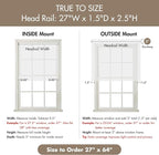 Madison Park Kyler Cordless Roman Shades - Single Panel, Lightweight Linen Blend Fabric, Natural Design, Easy Installation, Light Filtering Window Blind, Bedroom, Living Room Decor 27"W x 64"H White