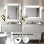 WTTY LED Bathroom Mirror 55"x36" with RGB Backlit and Front Light,Stepless Dimmable LED Mirror for Bathroom,Colored Lighted Bathroom Vanity Mirror,Anti-Fog,Memory Function,Shatter-Proof