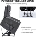 PELUMY Power Lift Recliner Chair for Elderly with Massage and Heat, Dual Motor Heavy Duty 350lbs Recliner, 8-Point Vibration & Lumbar Heating, Electric Lift Chair (Breathable Leather, Dark Grey)