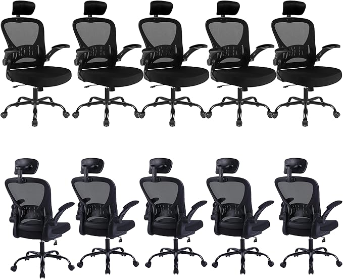 10 Pack Office Chair Ergonomic Desk Chair Comfort Adjustable Height with Wheels，Lumbar Support Mesh Swivel Computer Home Office Chair,Conference Room Chairs