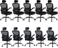 10 Pack Office Chair Ergonomic Desk Chair Comfort Adjustable Height with Wheels，Lumbar Support Mesh Swivel Computer Home Office Chair,Conference Room Chairs