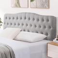 Upholstered Full Headboard, Button Diamond Tufted Headboards with Adjustable Height and Solid Wood Leg, Linen Fabric Padded Headboard for Full Size Bed, Mordern Head Board, Grey