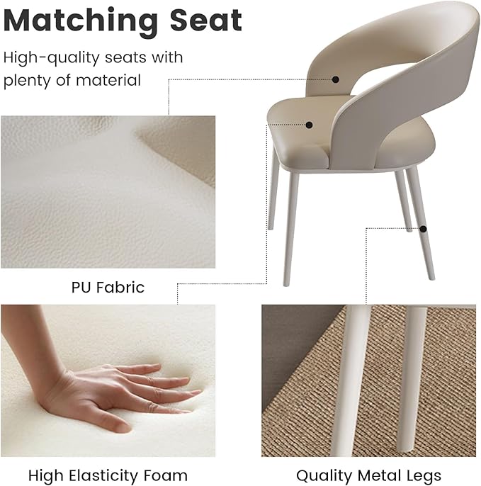 Modern Cream-White Office Desk with Beige Business Chair, Large Computer Table Set, Minimalist and Sturdy Workstation and Workstation, Ideal for Office, Home Office, and Gaming (Desk with Two Chairs)