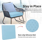 Easy-Going Waterproof Patio Cushion Covers ONLY Cover 24x22x4 inch 2 Pack Replacement Non-Slip Outdoor Seat Cushion Slipcover with Zipper. Light Blue