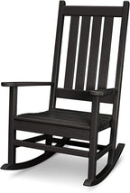 POLYWOOD Vineyard Porch Rocking Chair, HDPE Outdoor Rocker, Patio Furniture, Black, Made in USA