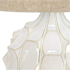 Possini Euro Design Cosgrove Mid Century Modern 3-Way Table Lamp with Table Top Dimmer 26.5" High White Glazed Ceramic Light Brown Linen Drum Shade for Living Room Bedroom House Bedside Nightstand