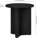 Henn&Hart 20" Wide Round Side Table in Black Grain, for Home, Living Room, Bedroom, Entertainment Room or Office