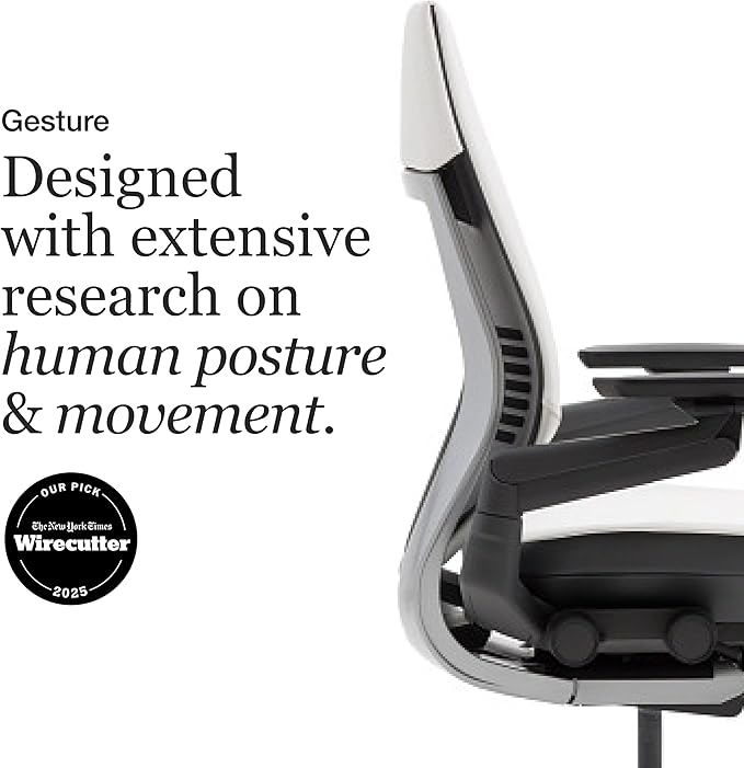 Steelcase Gesture Office Chair - Ergonomic Work Chair with Wheels for Carpet - Comfortable - Intuitive-to-Adjust for Desk - 360-Degree Arms - Coconut Yellow Fabric