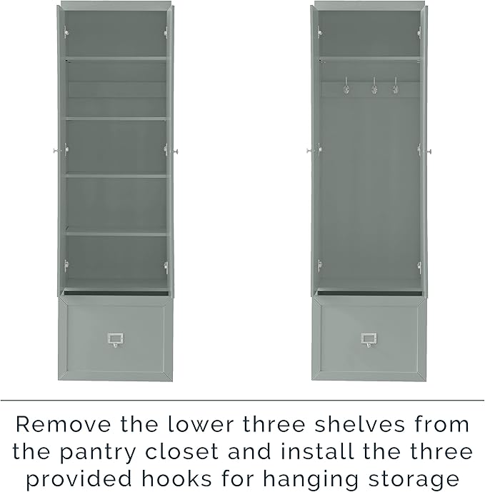 Crosley Furniture Harper 3-Piece Hall Tree and Storage Cabinet Set with Entryway Bench and Hooks for Hanging, Gray