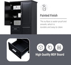 Merax 62.2" Wide Storage Cabinet Pantry Cupboard with Doors and Drawers for Home Kitchen, Bathroom and Living Room, Adjustable Shelf, Black
